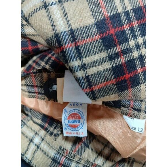 Vintage century Boston union made wool pencil skirt 100% wool sz 28 plaid tan - Picture 5 of 8